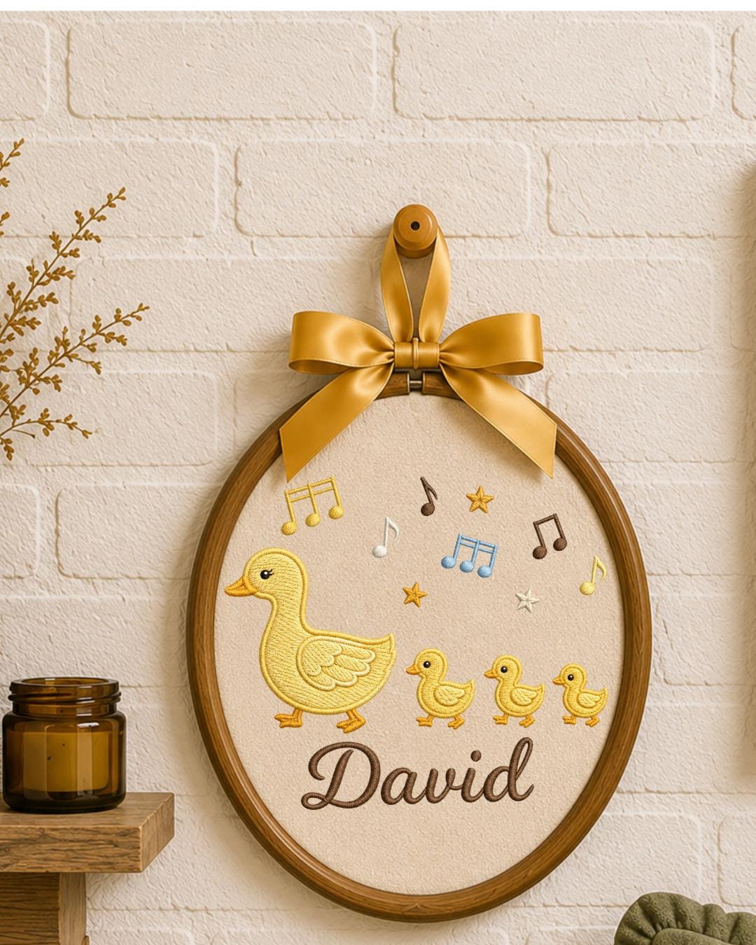 Personalized Duck Family Embroidery Hoop, Custom Baby Name Ornament, Mama Duck Nursery Decor, Baby Boy Room Sign, Newborn Keepsake Gift