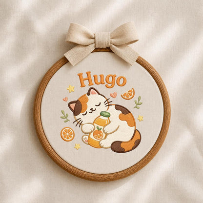 Personalized Embroidered Cat Hoop Art, Custom Name Nursery Decor