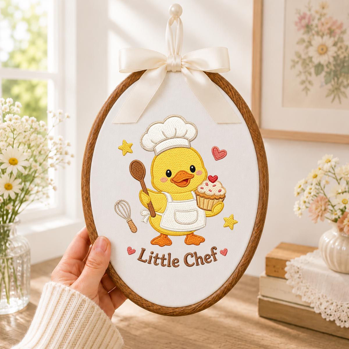 Embroidered Little Chef Duckling Nursery Banner, Duckling Wall Decor, Gender Neutral Baby Shower Gift
