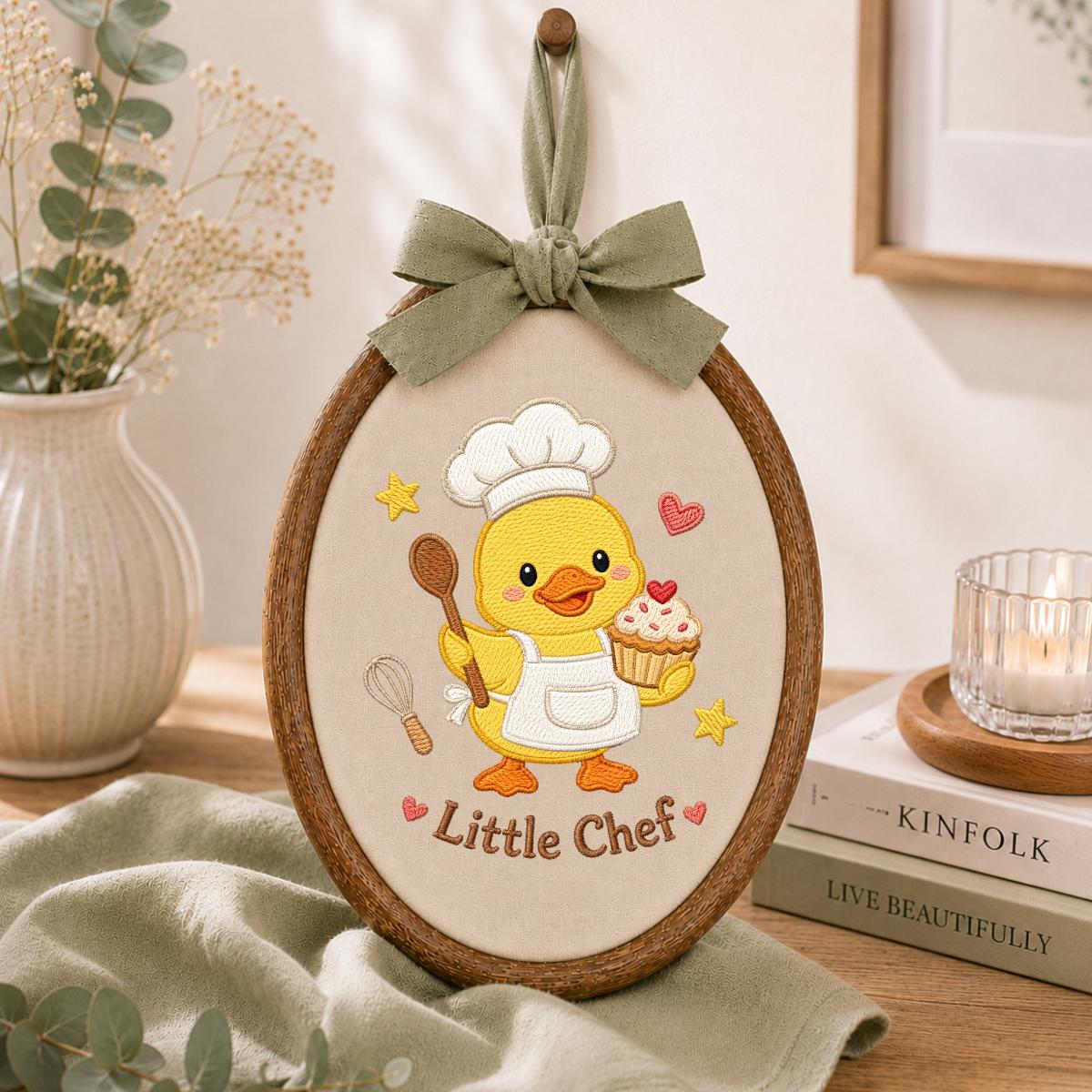 Embroidered Little Chef Duckling Nursery Banner, Duckling Wall Decor, Gender Neutral Baby Shower Gift