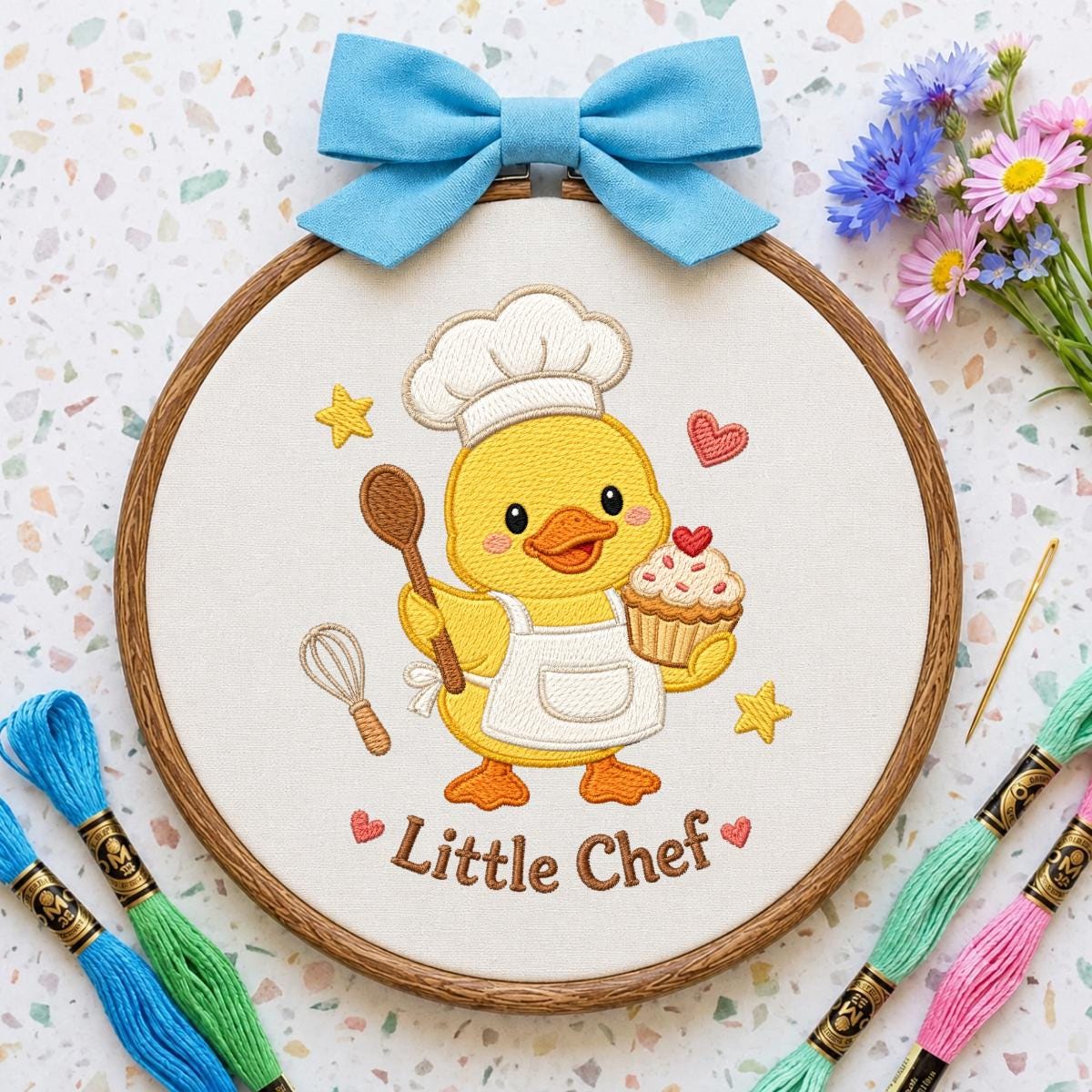 Embroidered Little Chef Duckling Nursery Banner, Duckling Wall Decor, Gender Neutral Baby Shower Gift