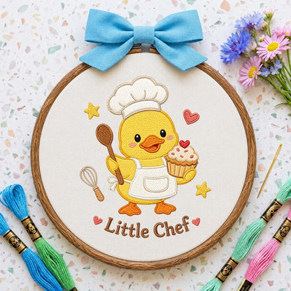 Embroidered Little Chef Duckling Nursery Banner, Duckling Wall Decor, Gender Neutral Baby Shower Gift