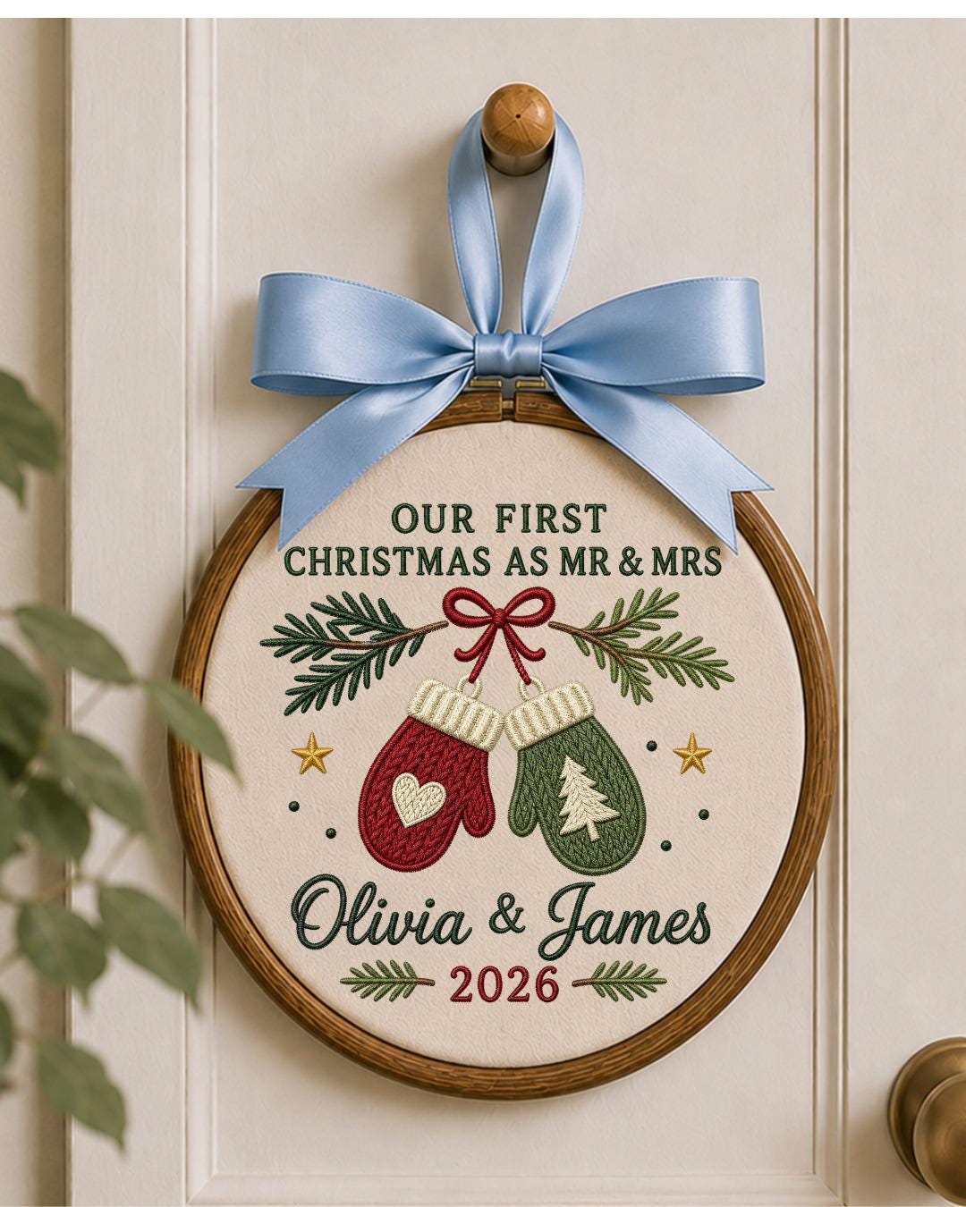 Personalized First Christmas As Mr and Mrs Embroidery Hoop, Custom Couple Names Christmas Decor, Newlywed Wedding Keepsake Gift 2026