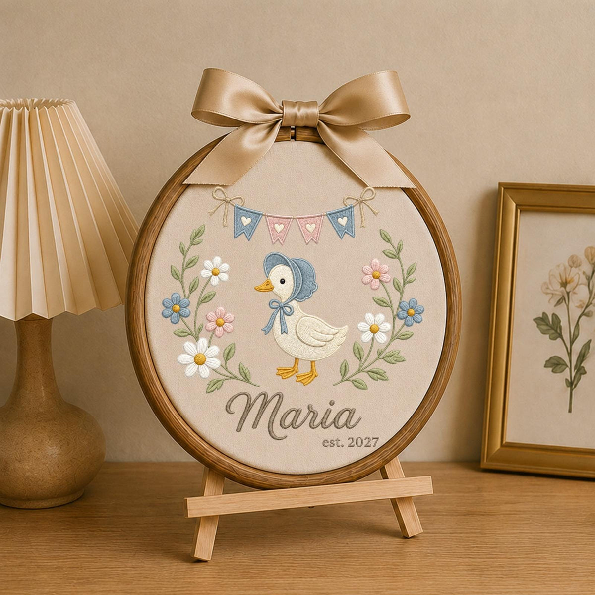 Personalized Embroidered Ornament, Baby First Christmas Polar Bear Hoop, Custom Name Christmas Decor, Newborn Holiday Keepsake Gift