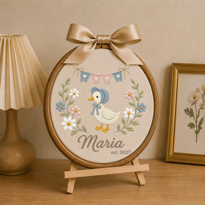 Personalized Embroidered Ornament, Baby First Christmas Polar Bear Hoop, Custom Name Christmas Decor, Newborn Holiday Keepsake Gift