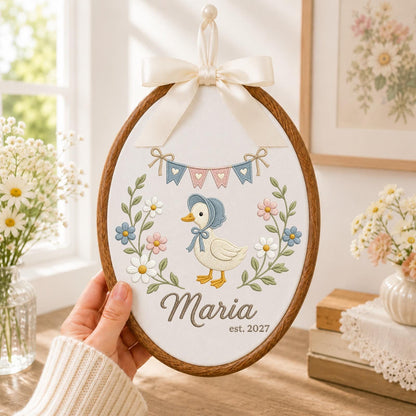 Personalized Embroidered Ornament, Baby First Christmas Polar Bear Hoop, Custom Name Christmas Decor, Newborn Holiday Keepsake Gift