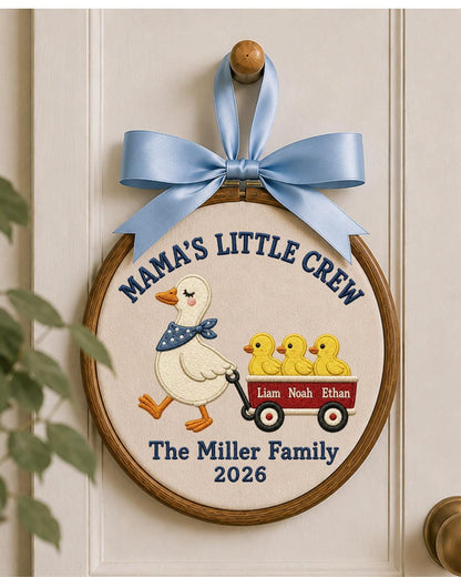 Personalized Embroidered Goose Family Ornament, Mama’s Little Crew Hoop, Custom Kids Names Decor, Mother’s Day Gift for Mom