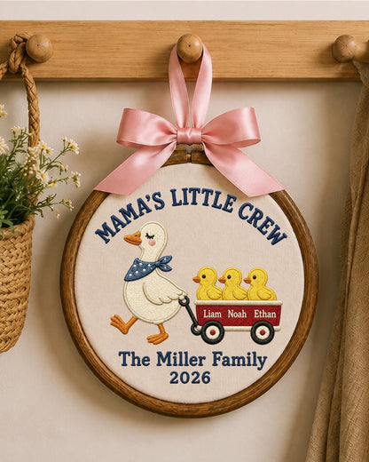Personalized Embroidered Goose Family Ornament, Mama’s Little Crew Hoop, Custom Kids Names Decor, Mother’s Day Gift for Mom