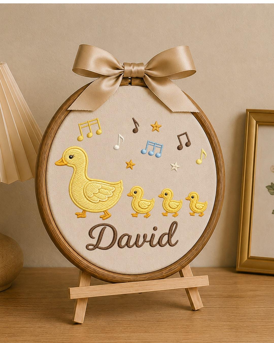 Personalized Duck Family Embroidery Hoop, Custom Baby Name Ornament, Mama Duck Nursery Decor, Baby Boy Room Sign, Newborn Keepsake Gift