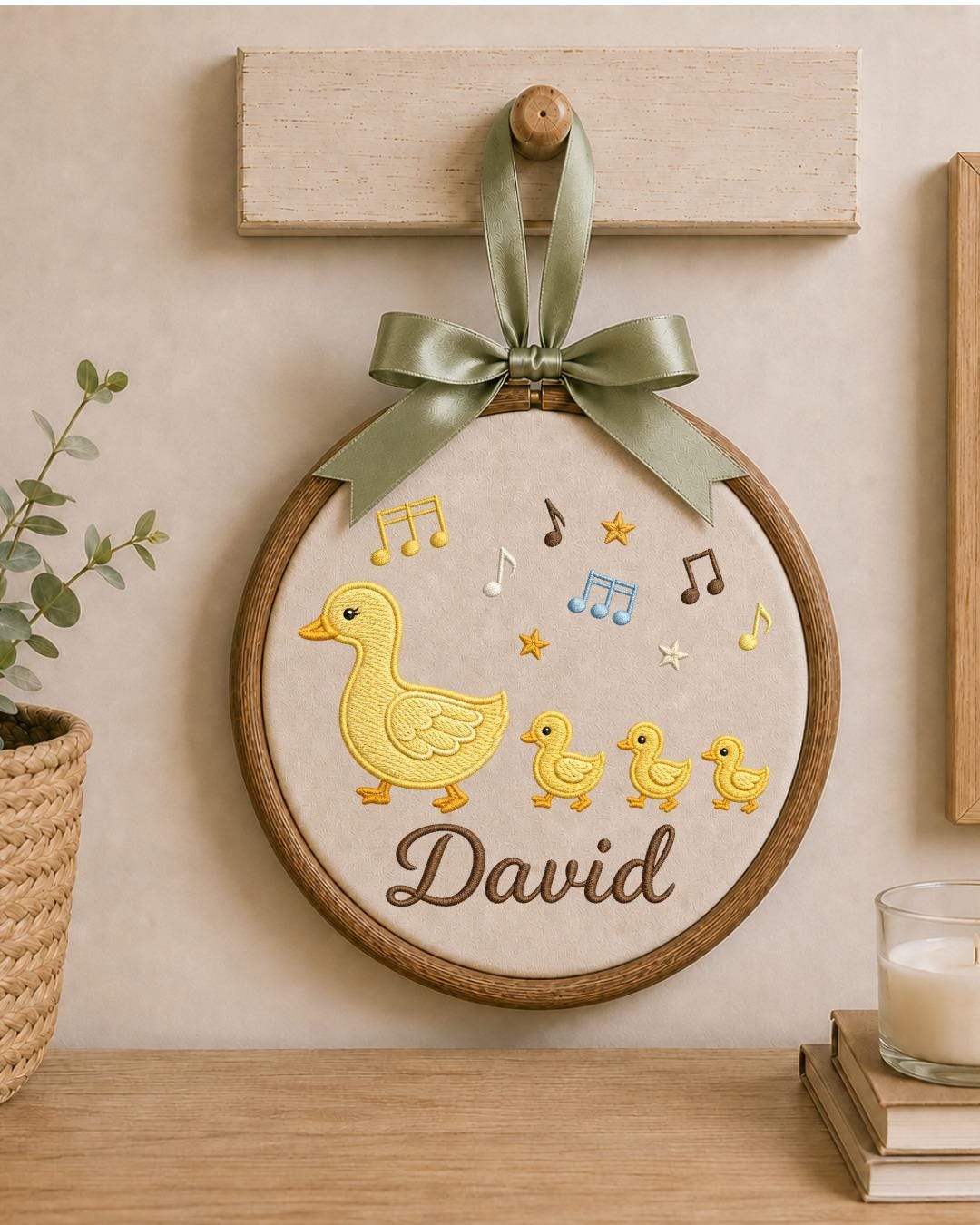 Personalized Duck Family Embroidery Hoop, Custom Baby Name Ornament, Mama Duck Nursery Decor, Baby Boy Room Sign, Newborn Keepsake Gift