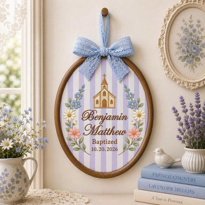 Personalized Embroidered Ornament, Baptism Name Hoop, Christian Baby Gift, Church Nursery Decor, Christening Keepsake, Baptism Date Gift
