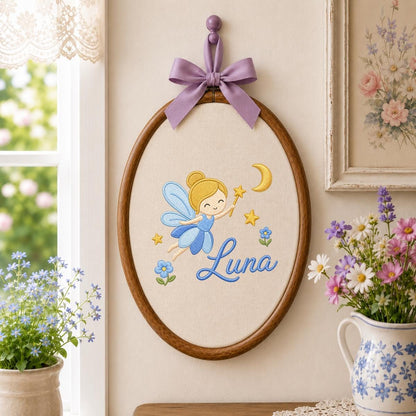 Personalized Embroidered Fairy Hoop Art, Custom Name Nursery Decor