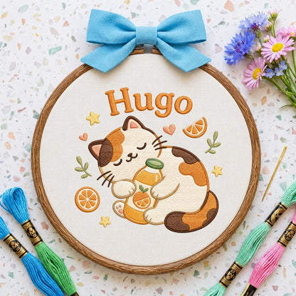 Personalized Embroidered Cat Hoop Art, Custom Name Nursery Decor