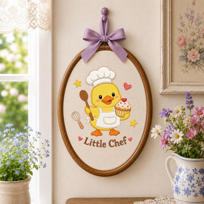 Embroidered Little Chef Duckling Nursery Banner, Duckling Wall Decor, Gender Neutral Baby Shower Gift