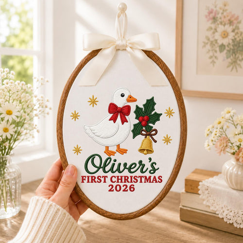 Personalized Embroidered Christmas Ornament, Goose First Christmas 2026, Custom Name Holiday Ornament, Baby Christmas Gift