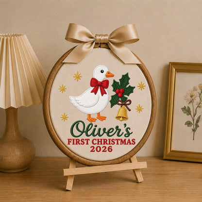 Personalized Embroidered Christmas Ornament, Goose First Christmas 2026, Custom Name Holiday Ornament, Baby Christmas Gift