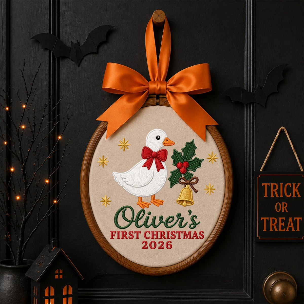 Personalized Embroidered Christmas Ornament, Goose First Christmas 2026, Custom Name Holiday Ornament, Baby Christmas Gift