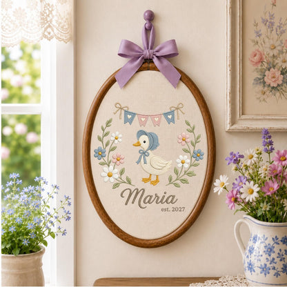 Personalized Embroidered Ornament, Baby First Christmas Polar Bear Hoop, Custom Name Christmas Decor, Newborn Holiday Keepsake Gift