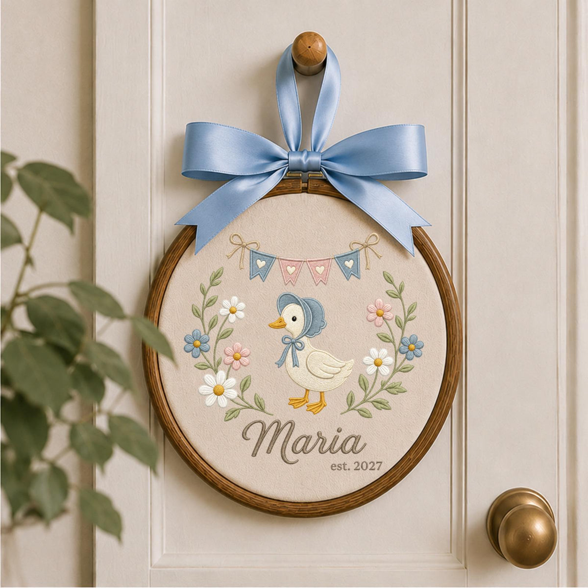 Personalized Embroidered Ornament, Baby First Christmas Polar Bear Hoop, Custom Name Christmas Decor, Newborn Holiday Keepsake Gift