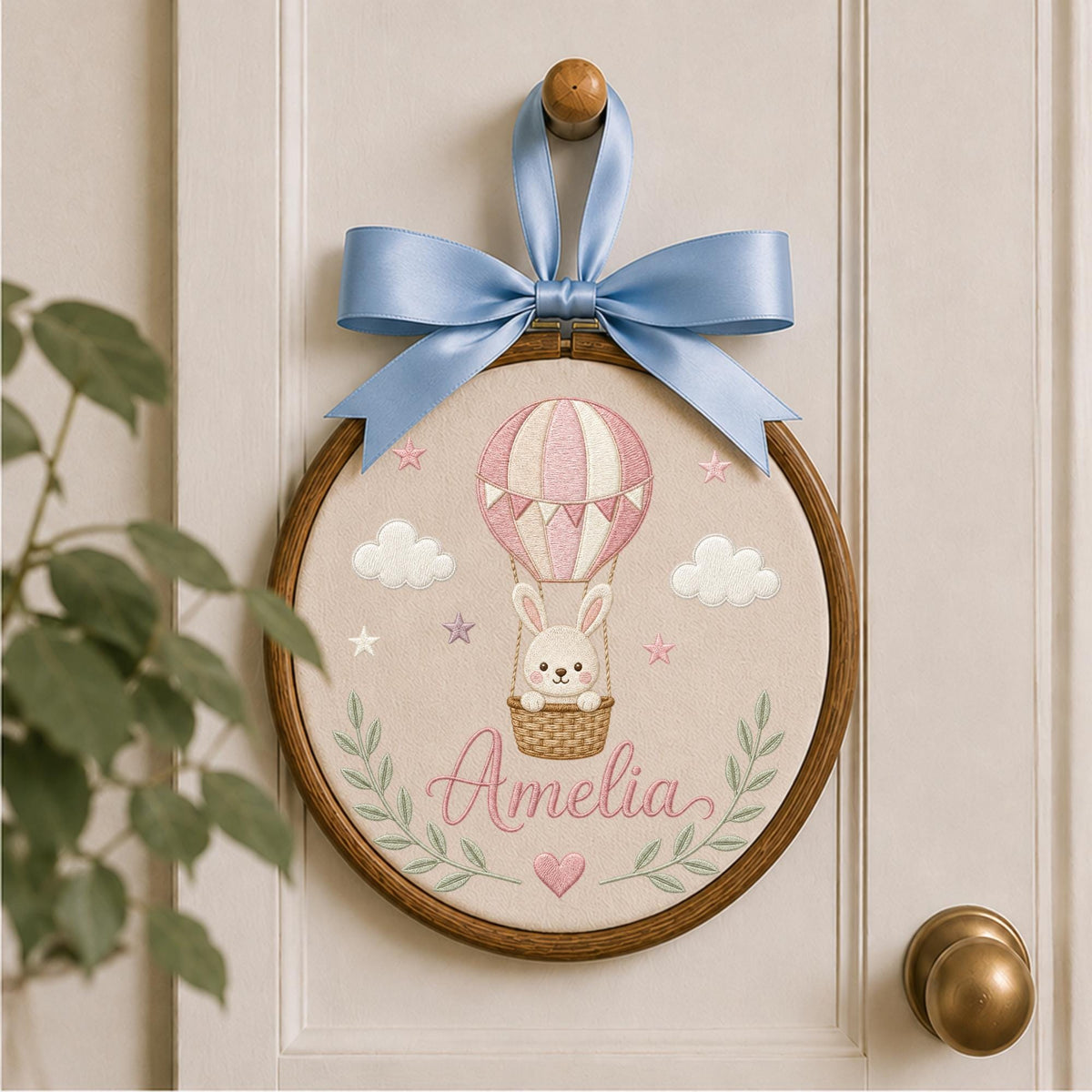 Personalized Embroidered Ornament, Floral Name Hoop, Wildflower Baby Girl Nursery Decor, Custom Newborn Gift, Baby Shower Keepsake
