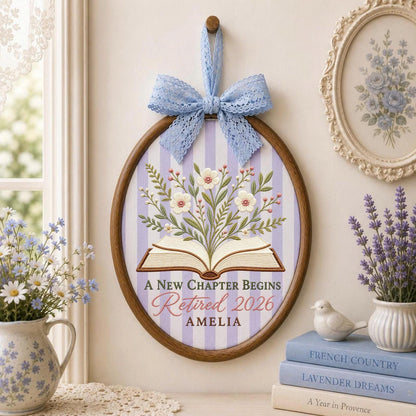 Personalized Embroidered Ornament, Retirement Gift for Women, Custom Retired 2026 Keepsake, Coworker Retirement Gift, Floral Home Decor