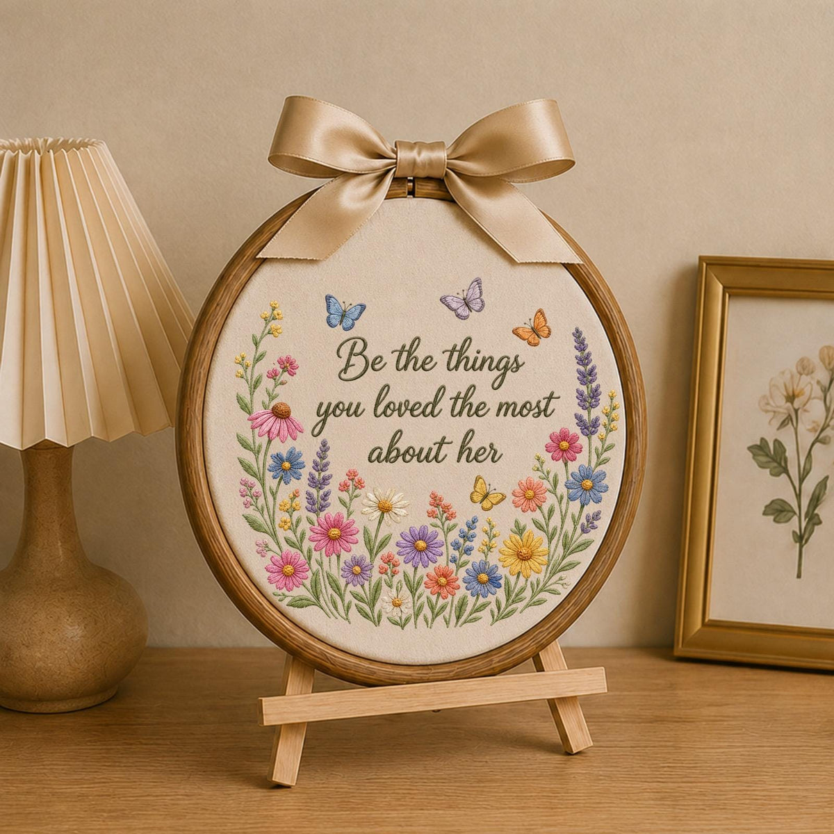 Personalized Embroidered Ornament, Memorial Gift for Loss of Mom, Floral Remembrance Keepsake, Sympathy Gift for Her, Bereavement Home Decor