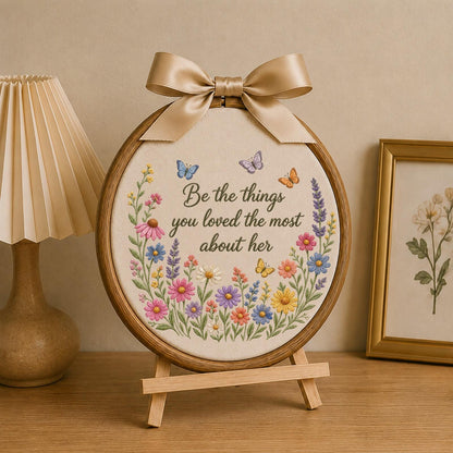 Personalized Embroidered Ornament, Memorial Gift for Loss of Mom, Floral Remembrance Keepsake, Sympathy Gift for Her, Bereavement Home Decor