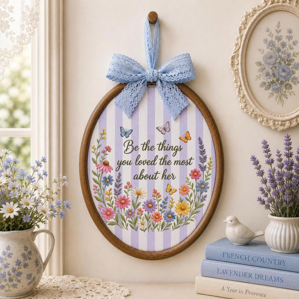 Personalized Embroidered Ornament, Memorial Gift for Loss of Mom, Floral Remembrance Keepsake, Sympathy Gift for Her, Bereavement Home Decor