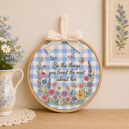 Personalized Embroidered Ornament, Memorial Gift for Loss of Mom, Floral Remembrance Keepsake, Sympathy Gift for Her, Bereavement Home Decor