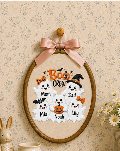 Personalized Halloween Embroidered Ornament, Custom Family Ghost Names Hoop, Boo Crew Decor, Halloween Family Gift, Spooky Keepsake
