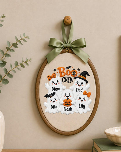 Personalized Halloween Embroidered Ornament, Custom Family Ghost Names Hoop, Boo Crew Decor, Halloween Family Gift, Spooky Keepsake