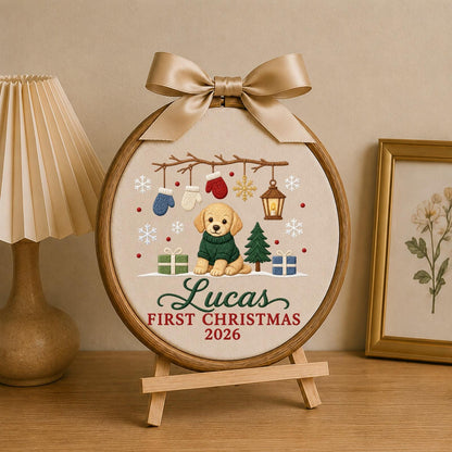 Personalized Embroidered Ornament, Puppy First Christmas 2026 Ornament, Custom Name Dog Christmas Keepsake, Baby Pet Holiday Gift