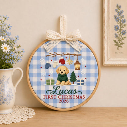 Personalized Embroidered Ornament, Puppy First Christmas 2026 Ornament, Custom Name Dog Christmas Keepsake, Baby Pet Holiday Gift