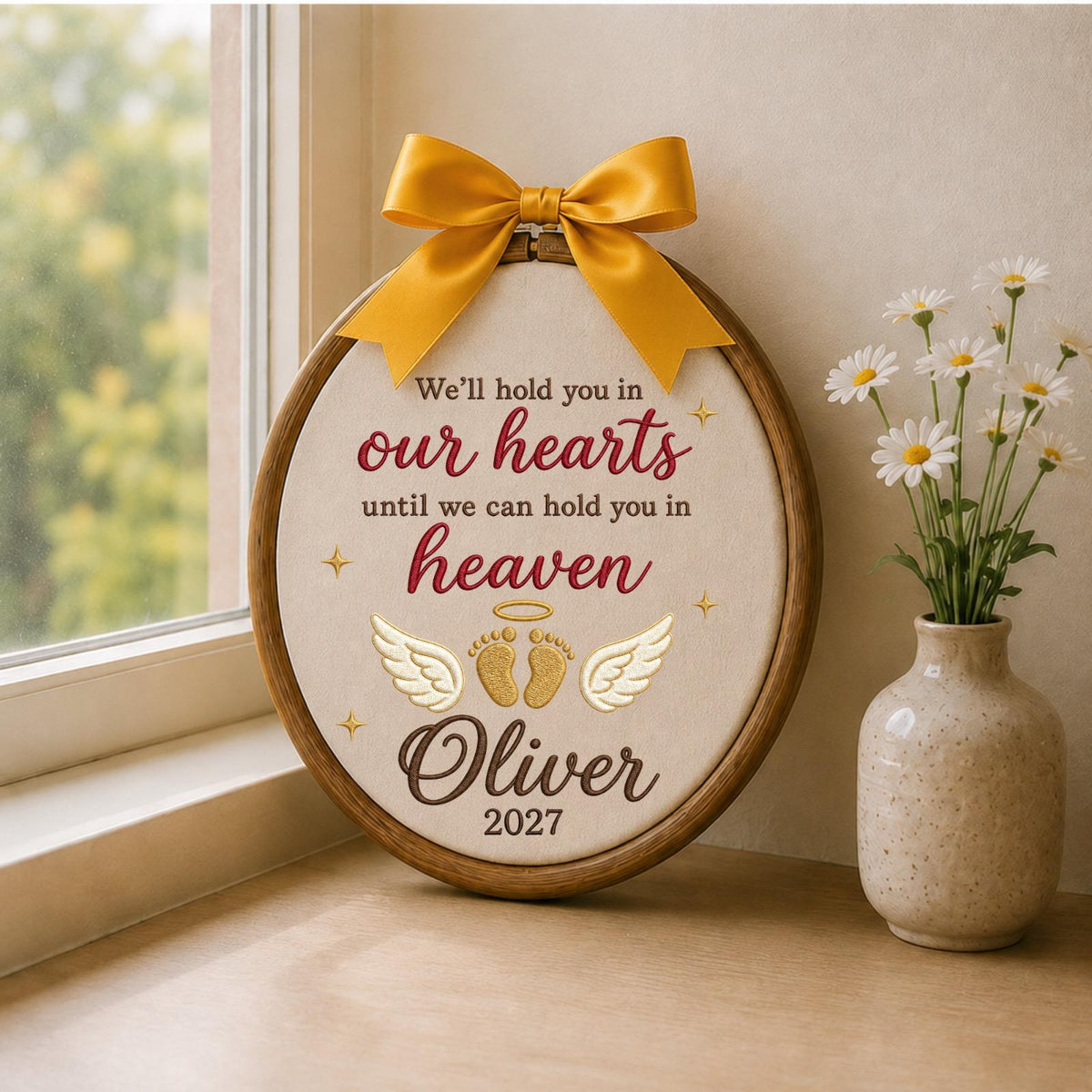 Personalized Embroidered Ornament, Baby Memorial Ornament, Pregnancy Loss Keepsake, Angel Baby Remembrance Gift, Custom Name Memorial
