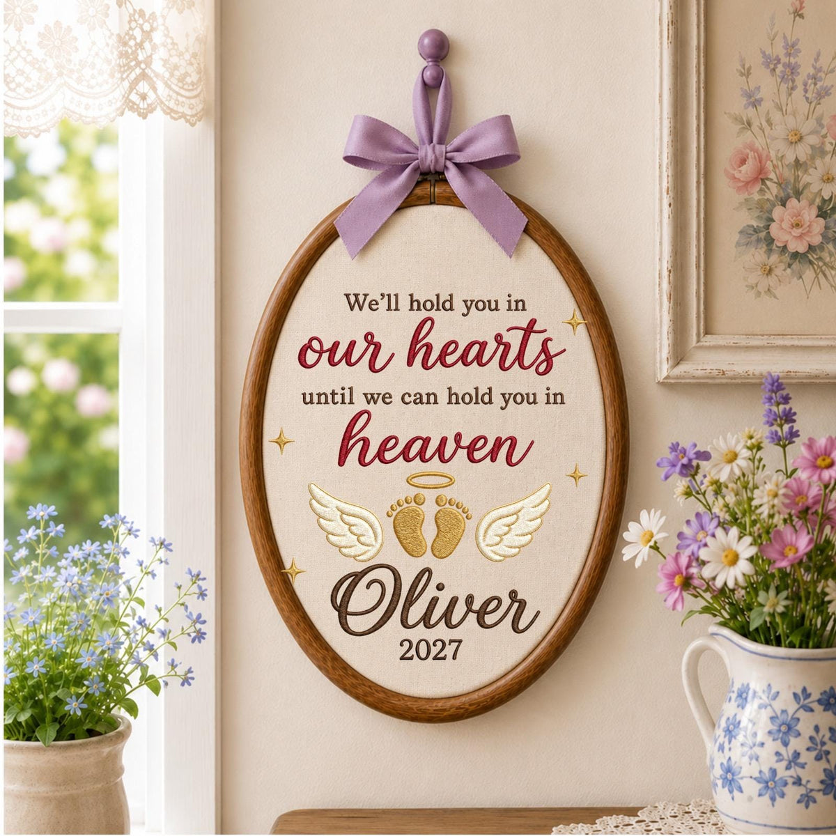 Personalized Embroidered Ornament, Baby Memorial Ornament, Pregnancy Loss Keepsake, Angel Baby Remembrance Gift, Custom Name Memorial