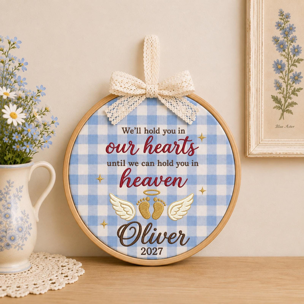 Personalized Embroidered Ornament, Baby Memorial Ornament, Pregnancy Loss Keepsake, Angel Baby Remembrance Gift, Custom Name Memorial