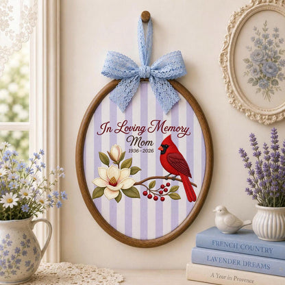 Personalized Embroidered Ornament, Cardinal Memorial Ornament, In Loving Memory Mom Gift, Sympathy Keepsake, Remembrance Decor