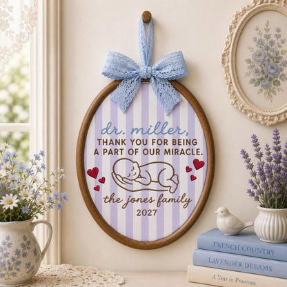 Personalized Embroidered Ornament, IVF Doctor Thank You Gift, Fertility Doctor Keepsake, Custom Family Name Baby Miracle Gift
