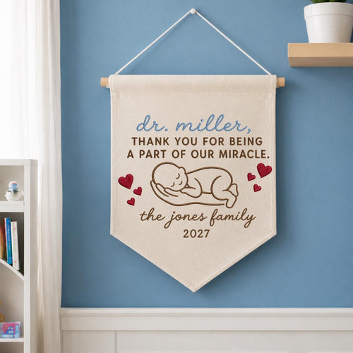 Personalized Embroidered Baby Memorial Wall Hanging Banner, Infant Loss Gift, Angel Baby Keepsake, Pregnancy Loss Memorial Decor