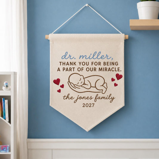 Personalized Embroidered Baby Memorial Wall Hanging Banner, Infant Loss Gift, Angel Baby Keepsake, Pregnancy Loss Memorial Decor