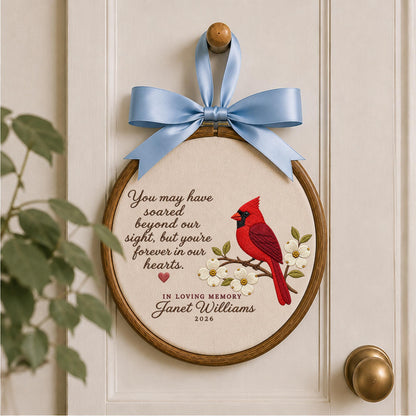 Personalized Embroidered Ornament, Cardinal Memorial Ornament, In Loving Memory Gift, Custom Name Remembrance Keepsake, Sympathy Gift