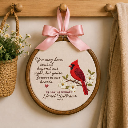 Personalized Embroidered Ornament, Cardinal Memorial Ornament, In Loving Memory Gift, Custom Name Remembrance Keepsake, Sympathy Gift