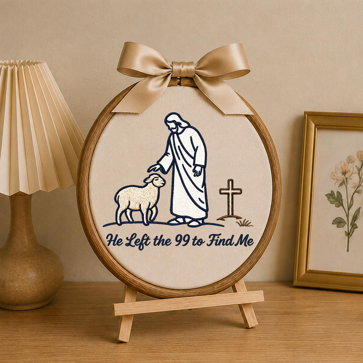 Personalized Embroidered Ornament, Lost Sheep Christian Ornament, He Left the 99 Jesus Gift, Bible Verse Faith Keepsake, Religious Decor