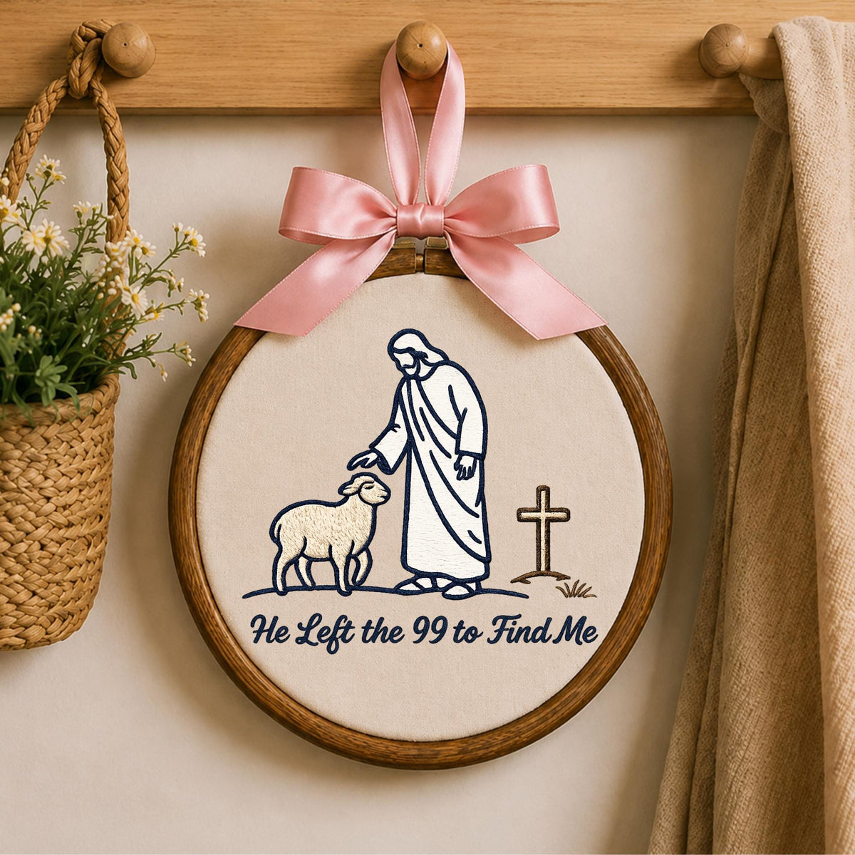 Personalized Embroidered Ornament, Lost Sheep Christian Ornament, He Left the 99 Jesus Gift, Bible Verse Faith Keepsake, Religious Decor