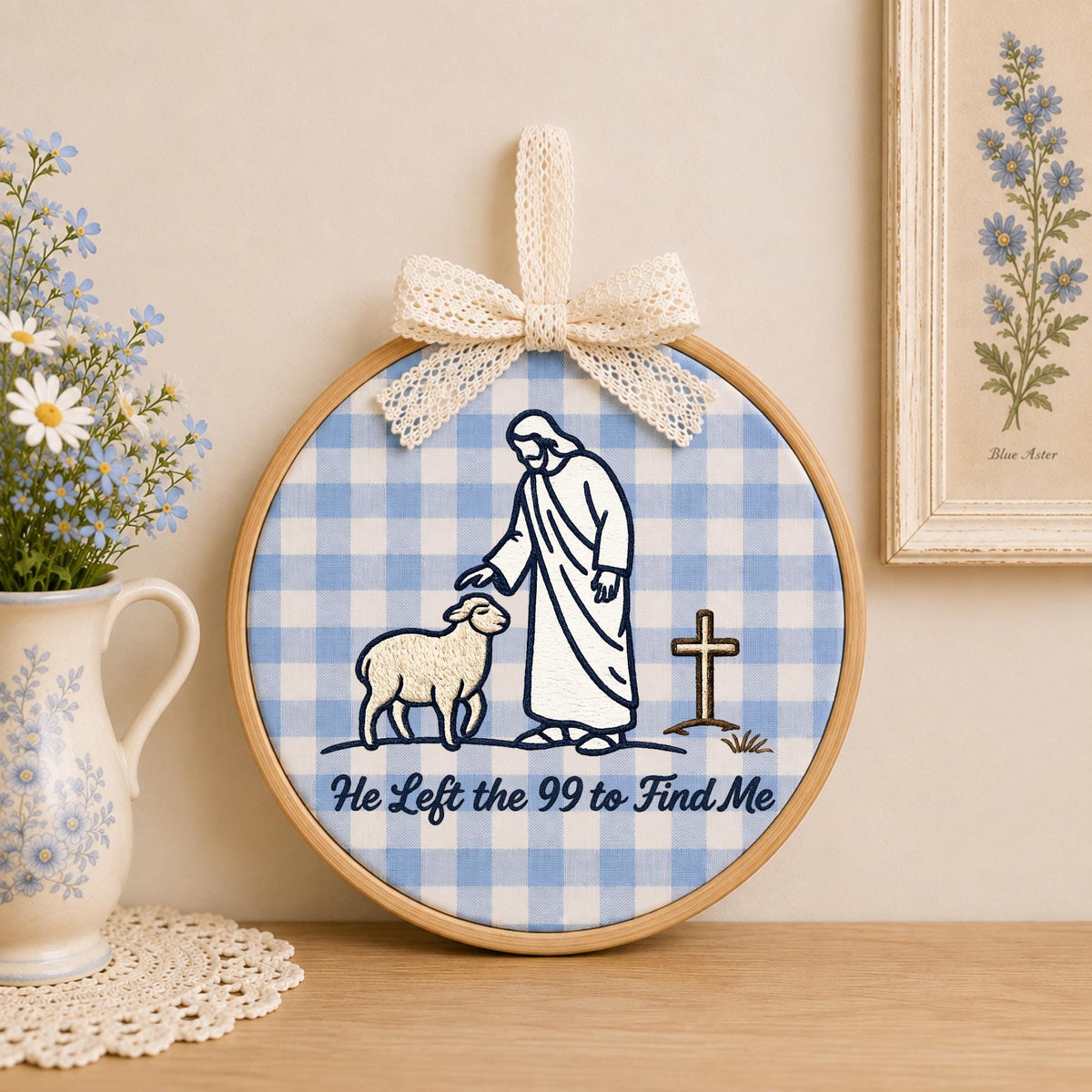 Personalized Embroidered Ornament, Lost Sheep Christian Ornament, He Left the 99 Jesus Gift, Bible Verse Faith Keepsake, Religious Decor