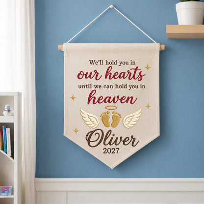 Personalized Embroidered Baby Memorial Wall Hanging Banner, Infant Loss Gift, Angel Baby Keepsake, Pregnancy Loss Sympathy Decor