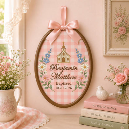Personalized Embroidered Ornament, Baptism Name Hoop, Christian Baby Gift, Church Nursery Decor, Christening Keepsake, Baptism Date Gift