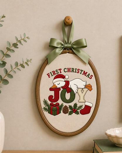 First Christmas Goose Embroidered Ornament, Personalized Holiday Hoop, Christmas Goose Decor, Baby First Christmas Gift, Festive Keepsake