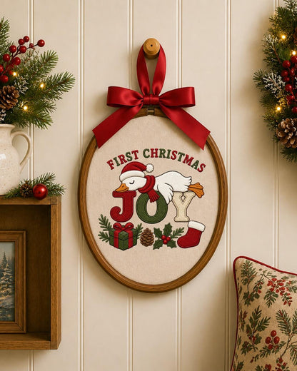 First Christmas Goose Embroidered Ornament, Personalized Holiday Hoop, Christmas Goose Decor, Baby First Christmas Gift, Festive Keepsake