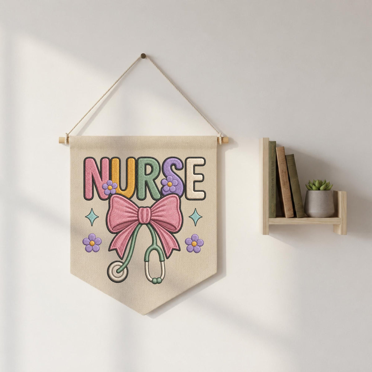Nurse Embroidered Wall Hanging Banner, Stethoscope Nurse Decor, Nurse Appreciation Gift, Nursing Graduation Gift, Healthcare Worker Decor